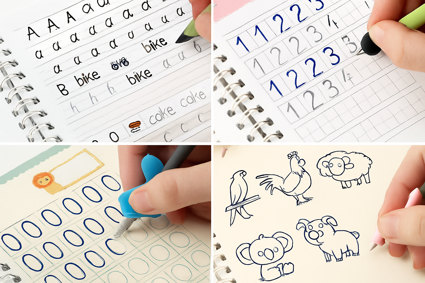 100 % Original Educational Kids Handwriting Practice book(4 BOOKS,1 PEN,1 GRIP,10 REFILL) Pack of 4 books