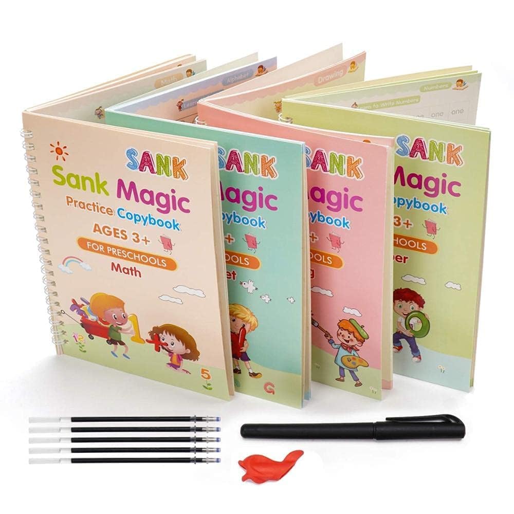 100 % Original Educational Kids Handwriting Practice book(4 BOOKS,1 PEN,1 GRIP,10 REFILL) Pack of 4 books