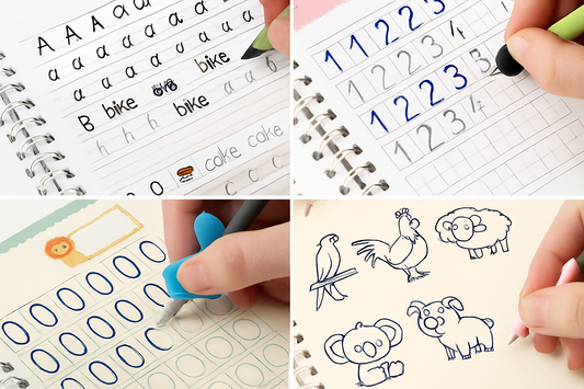 100 % Original Educational Kids Handwriting Practice book(4 BOOKS,1 PEN,1 GRIP,10 REFILL) Pack of 4 books